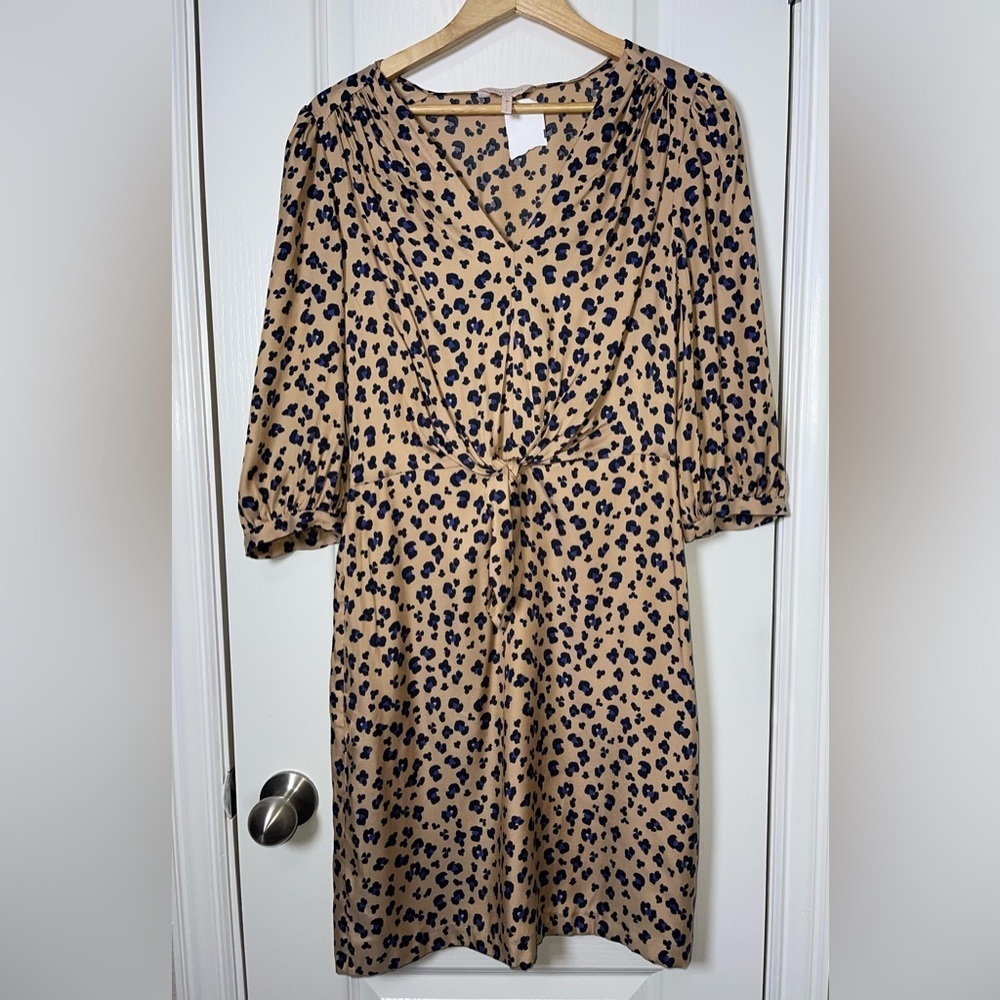 REBECCA TAYLOR Cheetah-Print Blouson Silk Dress NWT Size 6 - Picture 7 of 12